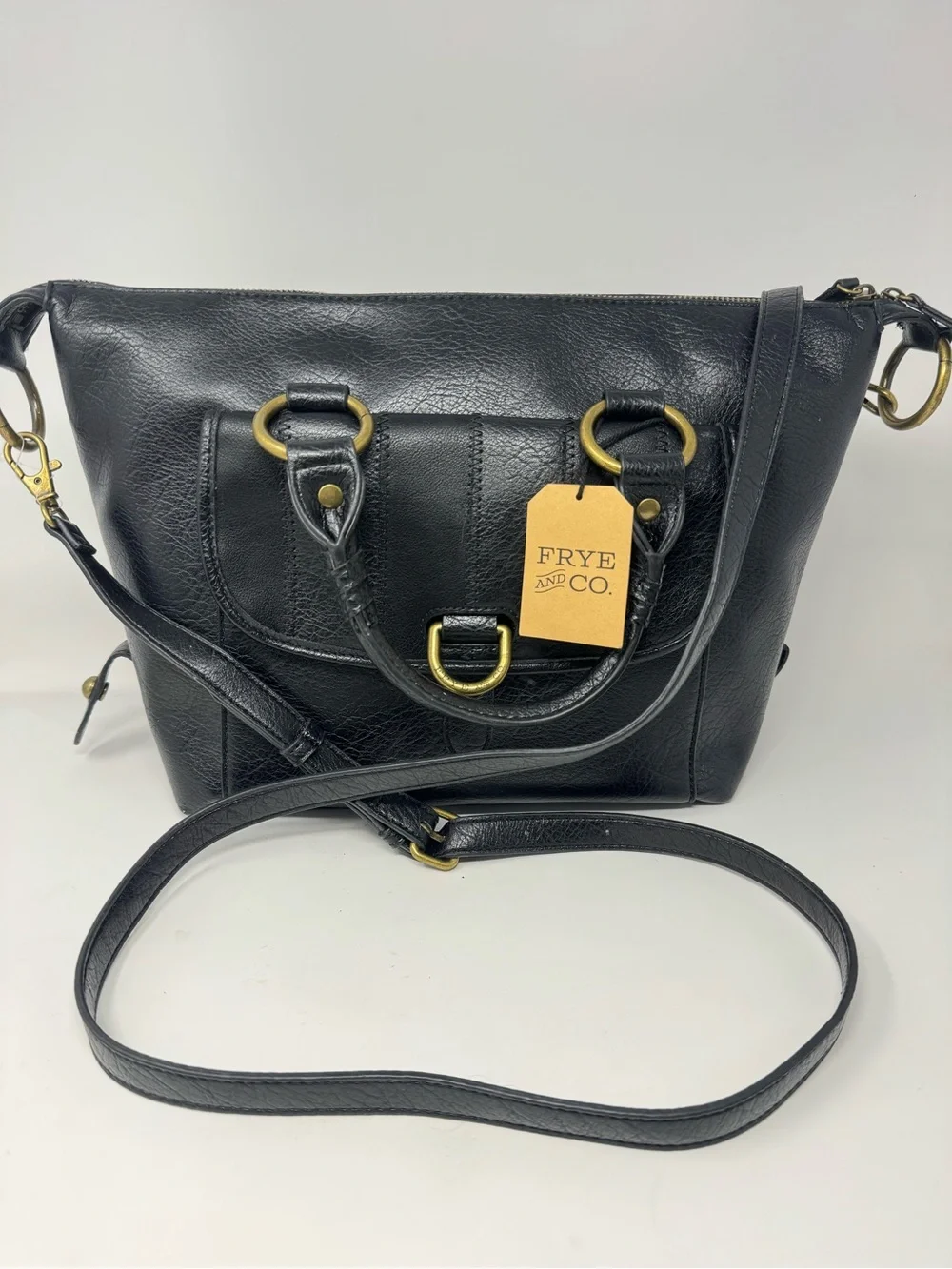 New black Frye And Co Satchel Crossbody Bag